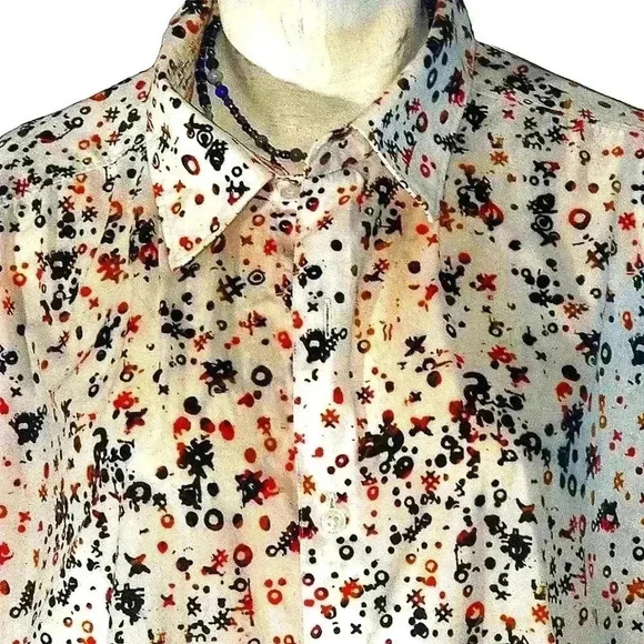 Men's Robert Graham Long Sleeve Button Down Flip Cuff Hyper Novelty Print Shirt - Picture 7 of 8